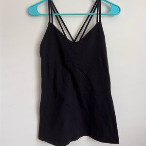 Lululemon Athletica Black Fitted Criss Cross back with built-in bra Camisole